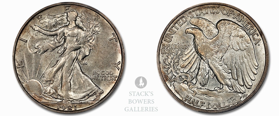 AU-55 1921-S Walking Liberty Half Dollar in Stack's Bowers Auction