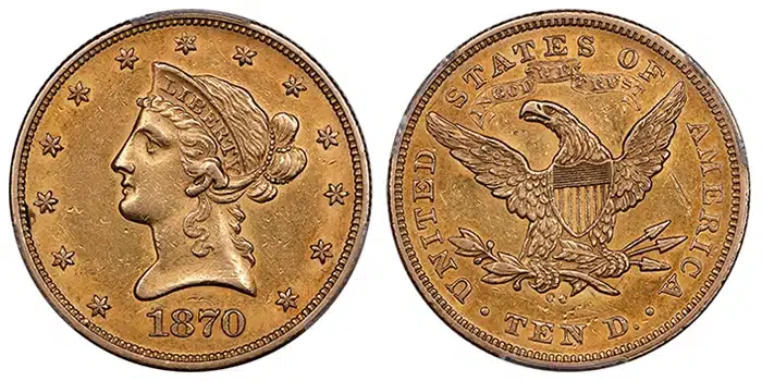The finest known 1870-CC Liberty Head Eagle. Image: Stack's Bowers.