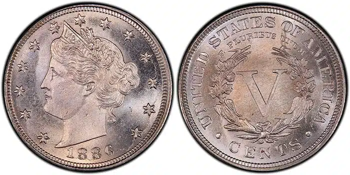 1886 Liberty Head Nickel. Image: PCGS.