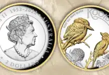 Perth Mint. 2023 Kookaburra Gilded Coin.