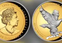 Perth Mint Issues 5oz Gilded 2023 Wedge-Tailed Eagle Coin