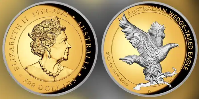 Perth Mint Issues 5oz Gilded 2023 Wedge-Tailed Eagle Coin