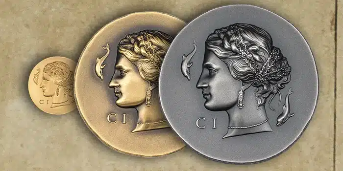 CIT's new collection of coins bearing the likeness of Arethusa. Image: CoinWeek/ CIT.