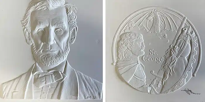 Two bas relief models by John Mercanti at auction.