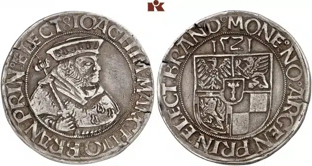 Joachim I., 1499-1535. Taler 1521. Image: Fritz Rudolf Künker GmbH & Co. KG.