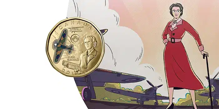 Elsie MacGill One Dollar Coin. Image: Royal Canadian Mint.