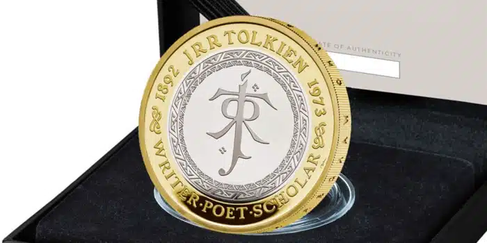 J.R. Tolkien Commemorative Bi-Metallic Coin. Image: Royal Mint.