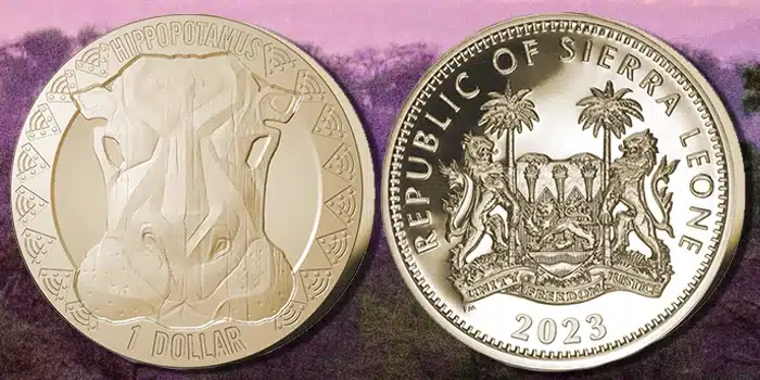 2023 Sierra Leone Hippopotamus Coin. Image: Pobjoy Mint.