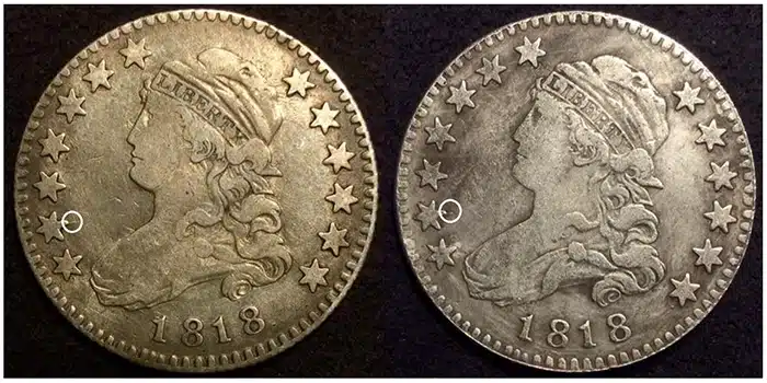 Figure-1. Jack Young 1818 Quarter Dollar -  Counterfeit Detection.