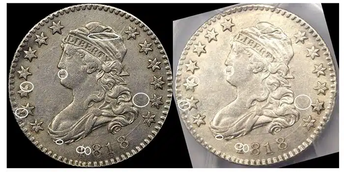 Figure-7. Jack Young 1818 Quarter Dollar -  Counterfeit Detection.