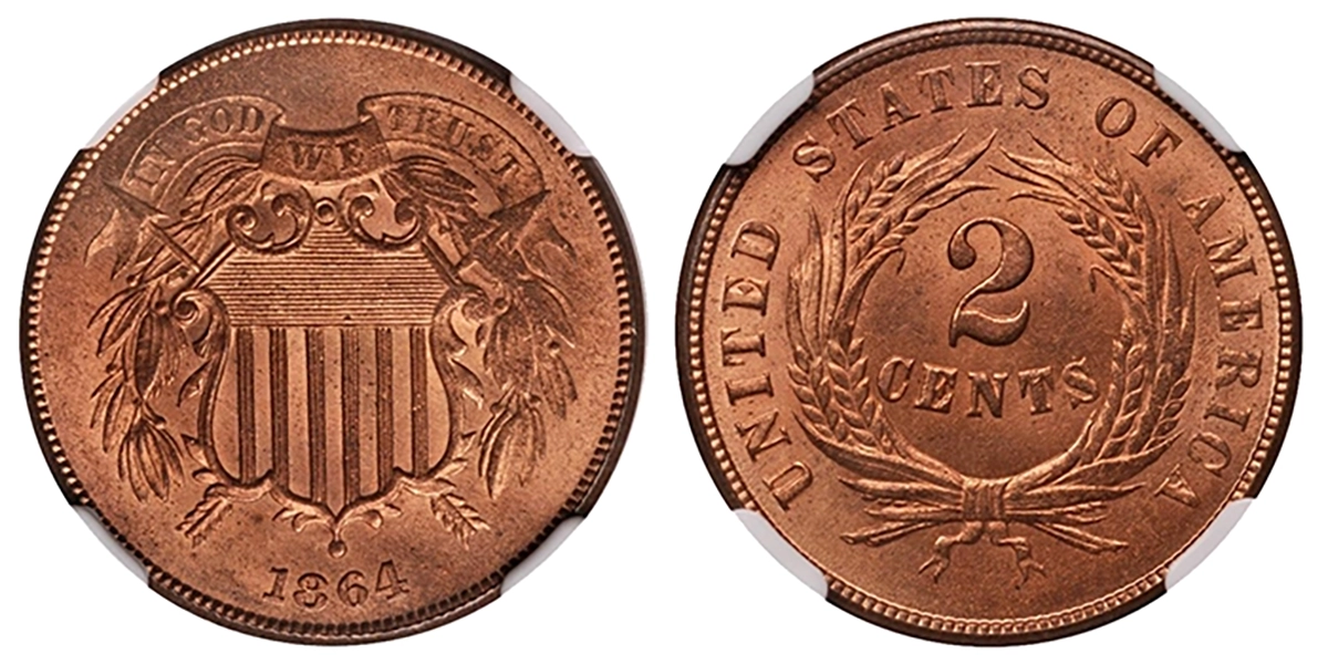 1864 Two-Cent Piece, Large Motto. Image: Stack’s Bowers.