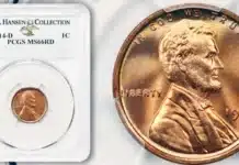1914-D and 1919 Lincoln cents from the Del Loy Hansen Collection.