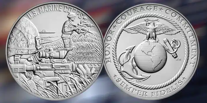 2023 United States Marines Silver Medal. Image: U.S. Mint / CoinWeek.