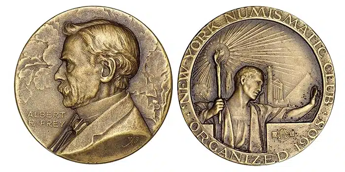 Albert R. Frey NYNC Presidential Medal, 1924. One of 30 struck by Medallic Art Co. Image: Stack’s Bowers.