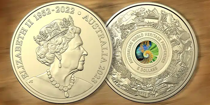 Australian World Heritage Properties 5 Dollar Coin.