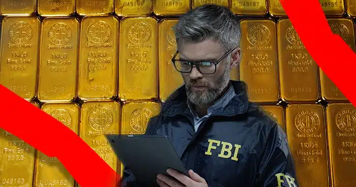 FBI Gold Forfeiture. Image: Adobe Stock / CoinWeek.