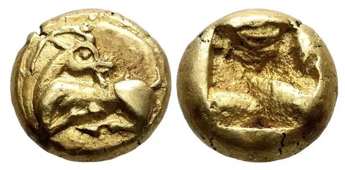 Ionia, (c) 600-550 BCE. Electrum Hekte. Image: Leu Numismatik AG.