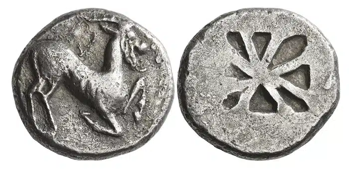 Thraco-Macedonia (c.) 520-480 Silver Trihemistater. Image: Numismatica Ars Classica.