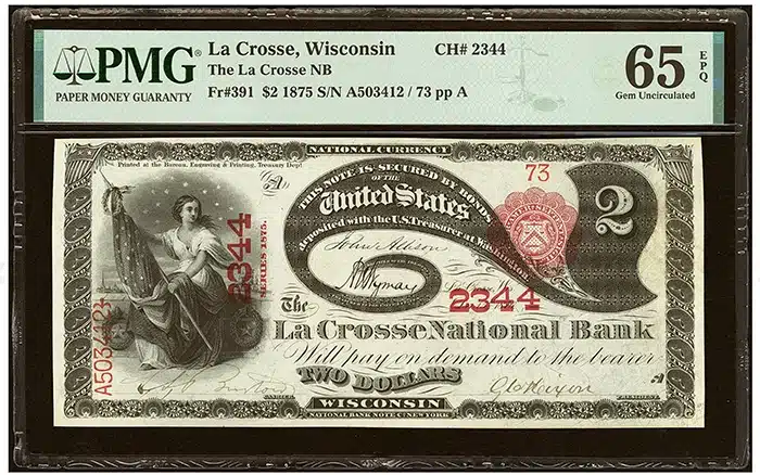 $2 La Crosse, Wisconsin. Image: Heritage Auctions.