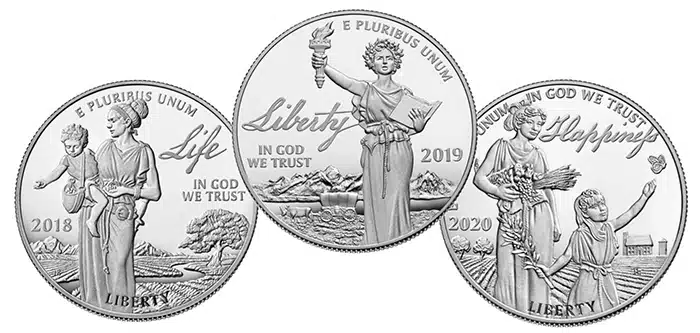 2018-2020 American Platinum Eagles. Image: U.S. Mint / CoinWeek.