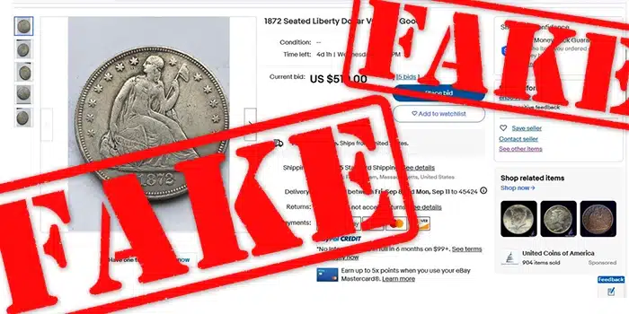 Jack Young 1872 Counterfeit Dollar Fakes Coins.