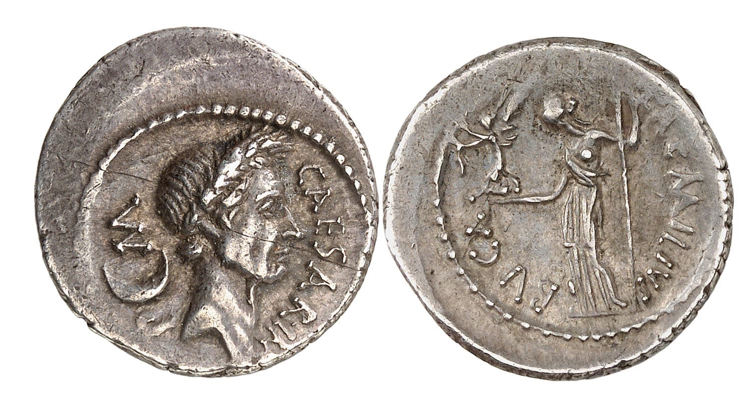 C. Iulius Caesar. Denarius, 44 BC.