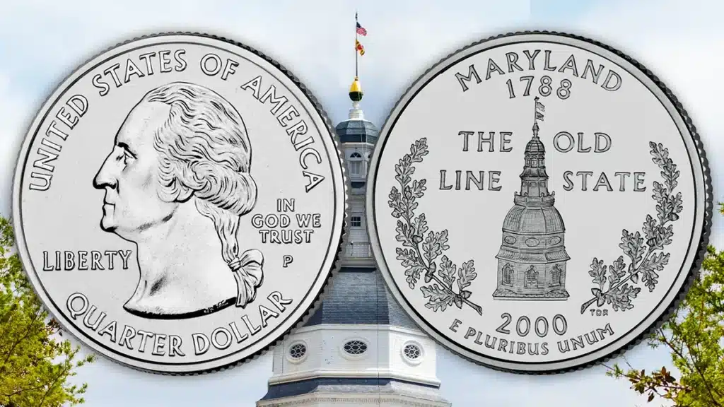 The 2000 Maryland State Quarter design is less impressive than the design proposed by local artist Bill Krawczewicz. Image: U.S. Mint / Adobe Stock.