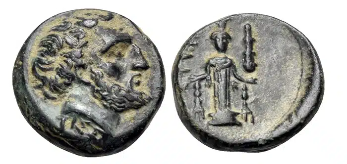 Bronze Chalkous of Tissaphernes. Astyra. Circa 400-395 BCE. Image: Nomos AG.