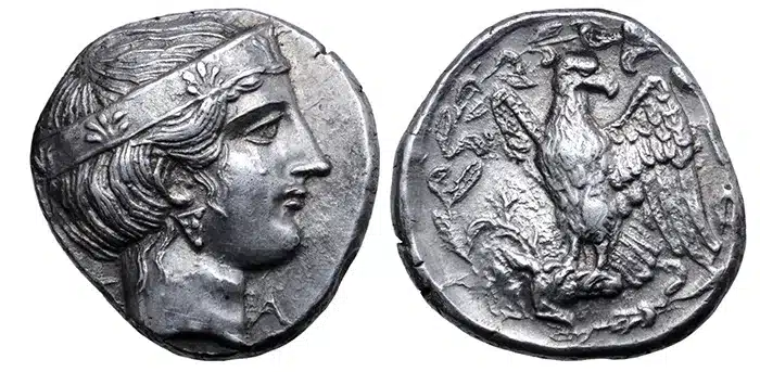 Elis, Olympia. Silver Stater. Struck at Hera Mint, 344 BCE. Image: Roma Numismatics, Ltd.