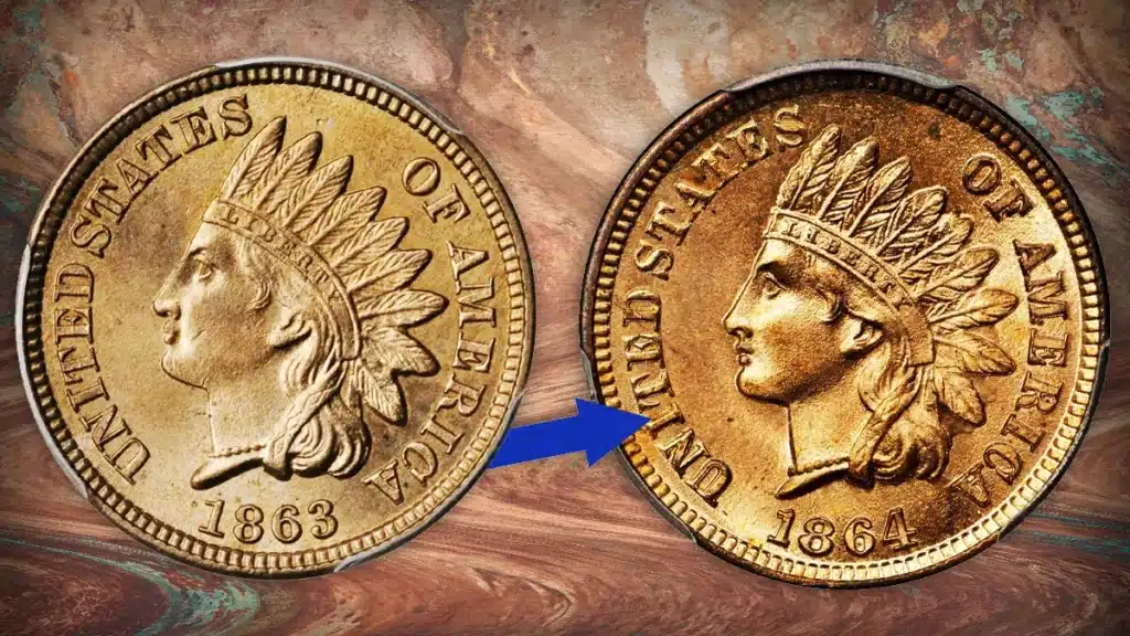 The metal composition of the Indian Head Cent changed from copper-nickel to bronze in 1864. Image: Stack's Bowers / CoinWeek.