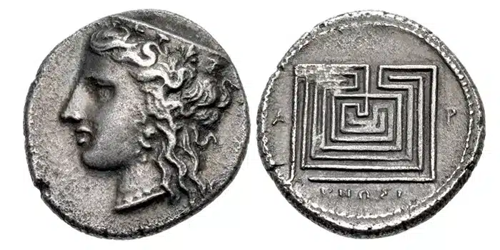 Knossos Silver Drachm. (c.) 300-270 BCE. Image: Classical Numismatic Group.