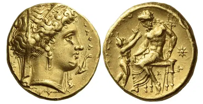 Tarentum. Gold Stater. (c) 325-320 BCE. Image: Numismatica Ars Classica.