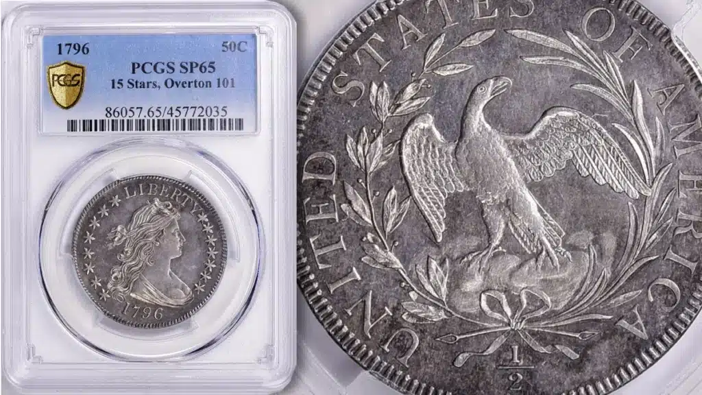 An important PCGS SP65 Draped Bust half dollar sells this week at GreatCollections.