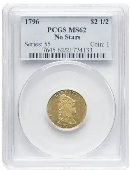 1796 No Stars Quarter Eagle Gold Coin. Image: Heritage Auctions.