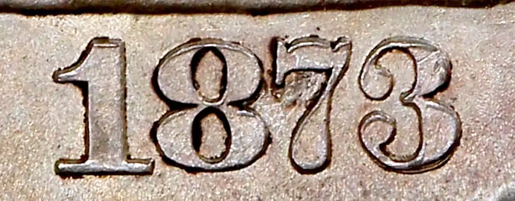 1873 half dollar no arrows date with original “close 3.”