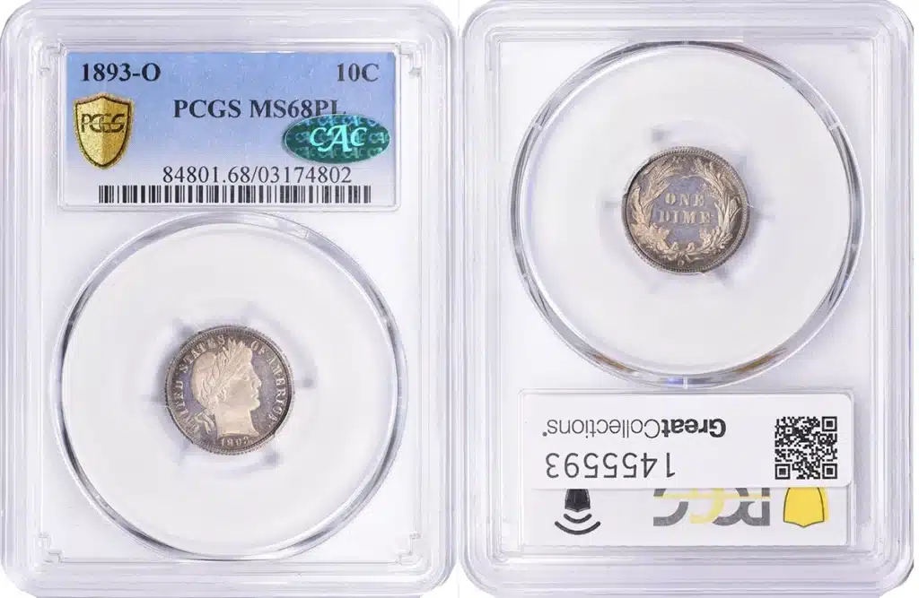 Stewart Blay's Superb Gem 1893-O Barber Dime is among the finest known coins in the entire series.
