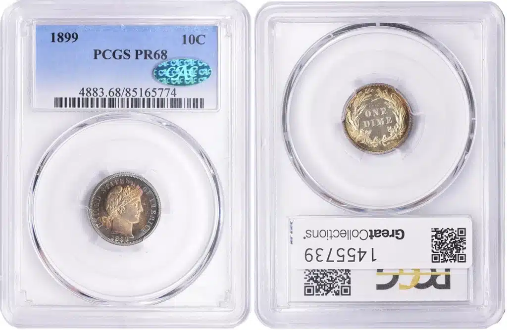 Stewart Blay's Superb Gem Proof 1899 Barber Dime. Image: GreatCollections.