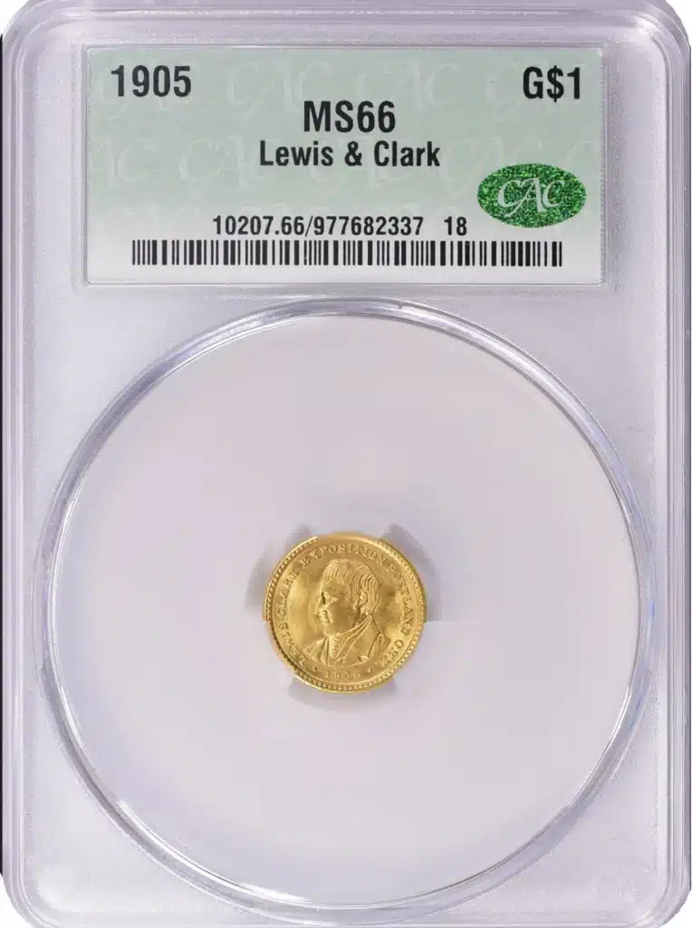 CAC-Graded 1905 Lewis and Clark Commemorative Gold Dollar. 