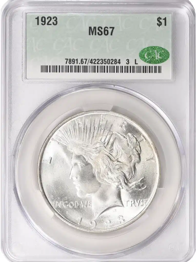 CAC-graded 1923 Peace Dollar. Image: GreatCollections.