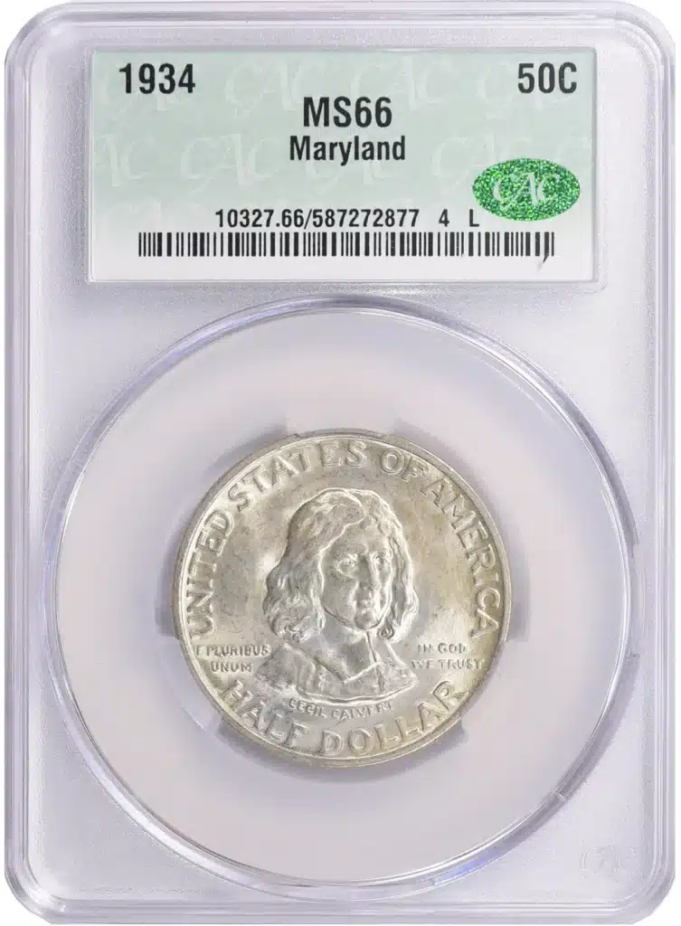 CAC-graded 1934 Maryland Half Dollar. Image: GreatCollections.