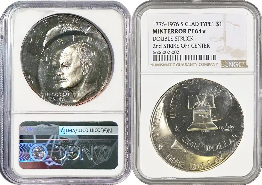 1976-S Bicentennial Eisenhower Dollar with a dramatic overstrike error. Image: Mike Byers.