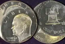 1976-S Bicentennial Eisenhower Dollar with a dramatic overstrike error. Image: Mike Byers.