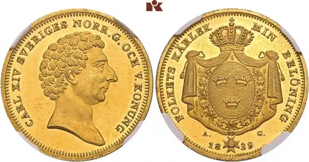 Rare Sweden 1839 4 ducats.