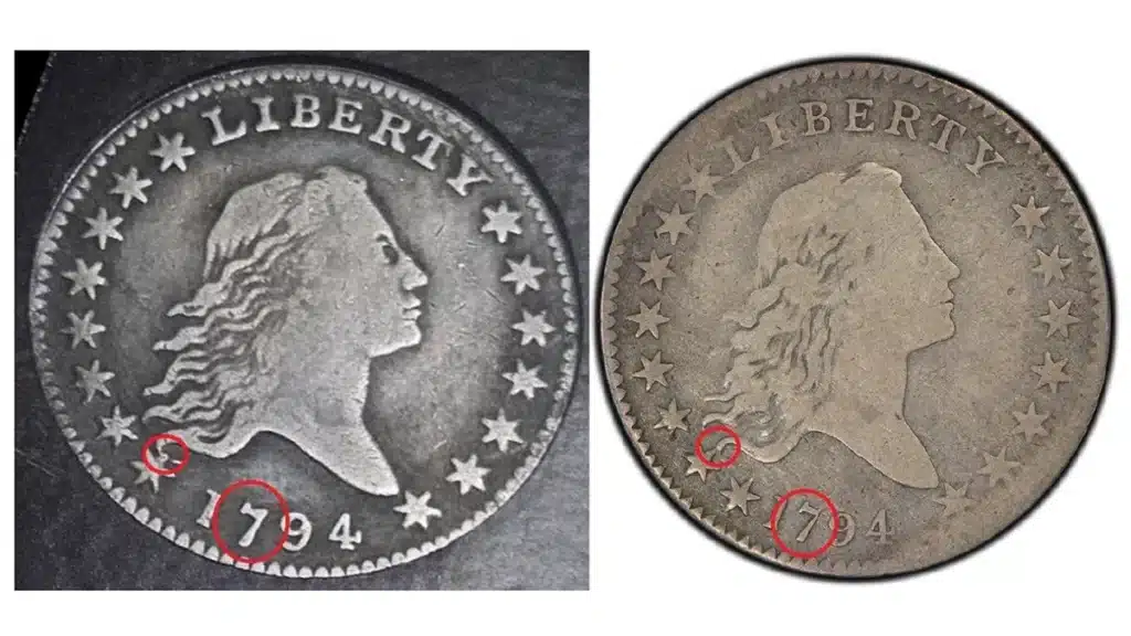 Counterfeit and Genuine 1794 Half Dollars
