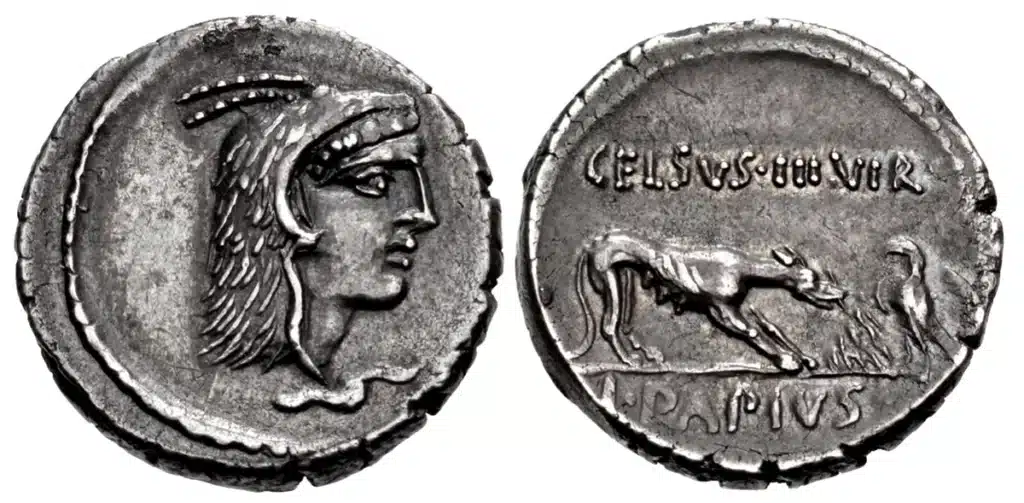Silver denarius of L. Papius Celsus. Image: CNG.