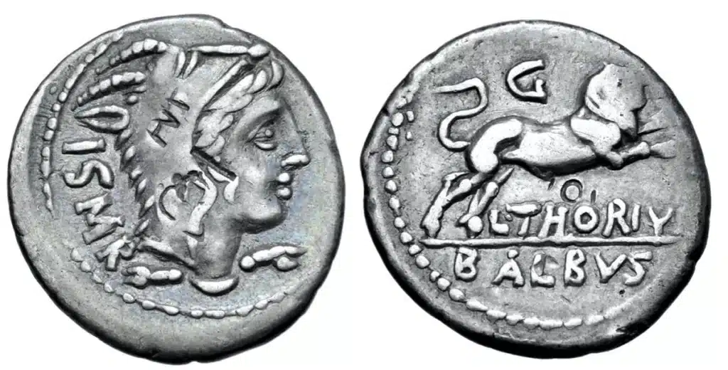 Silver denarius of L. Thorius Balbus featuring Juno. Image: Roma Numismatics, Ltd.