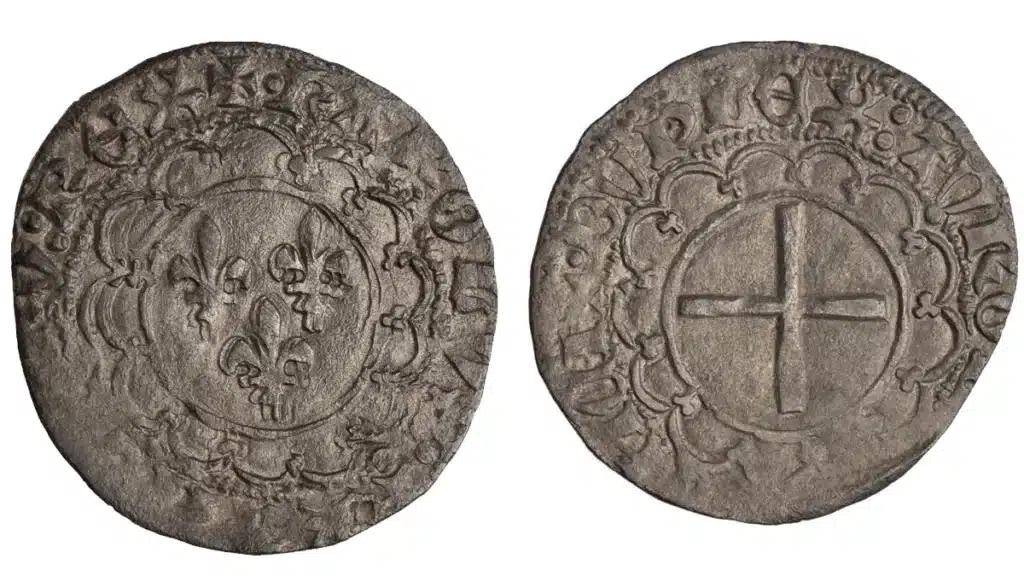 Billon double tournois of Charles VII, Poitiers, 1431. ANS 1942.23.413. 1.045 g.  