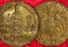 1610 German Teutonic Order 10 Ducats. Image: Stack's Bowers.