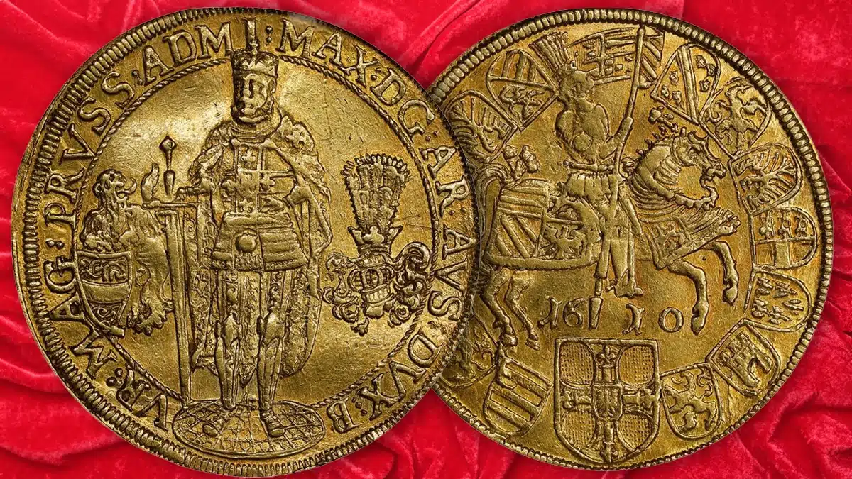 1610 German Teutonic Order 10 Ducats. Image: Stack's Bowers.