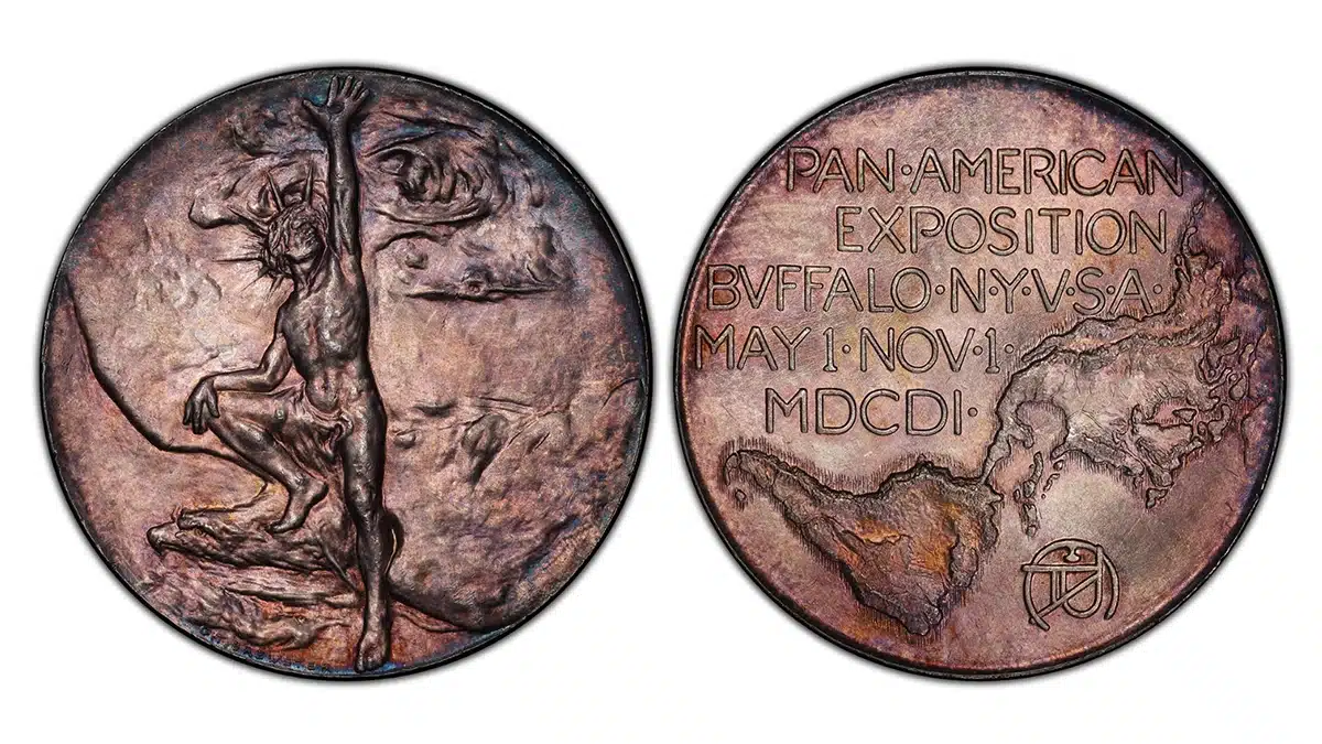 The 1901 Official Medal Pan-American Expo in silver. Courtesy of PCGS TrueView.